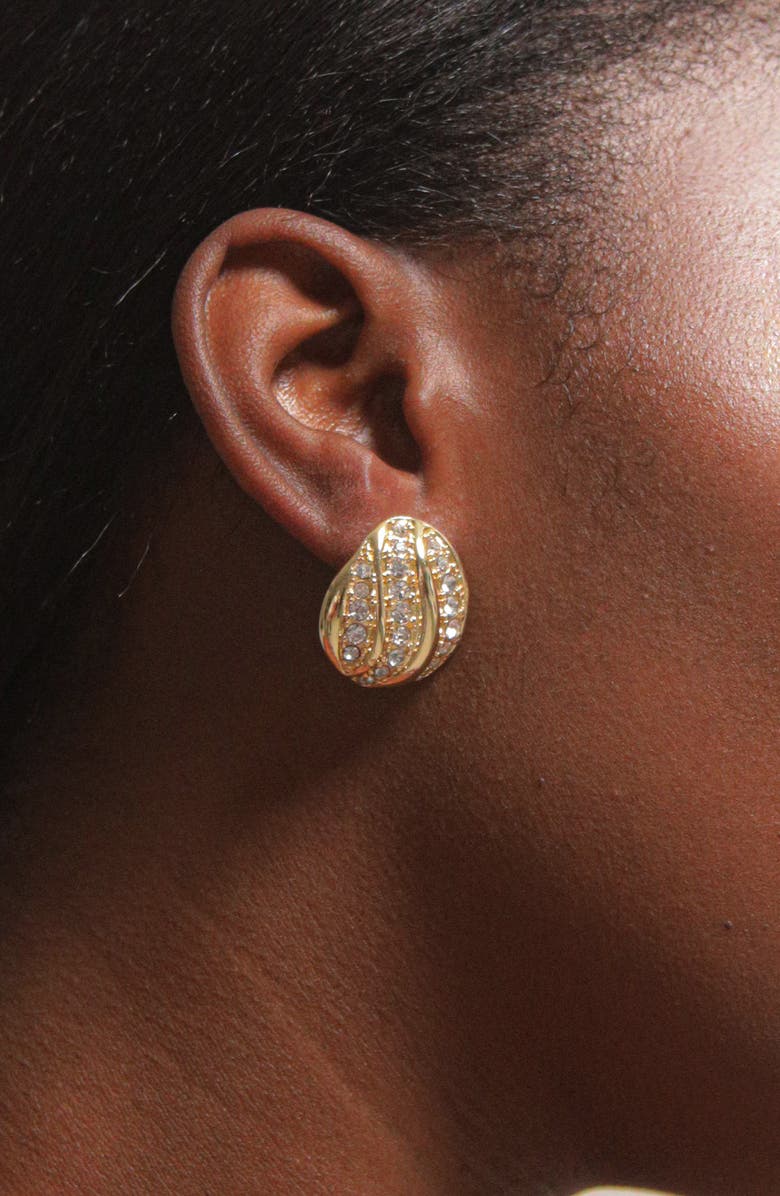 YOJ Twerti Pave Midi Studs In Gold & Crystals, Alternate, color, Gold