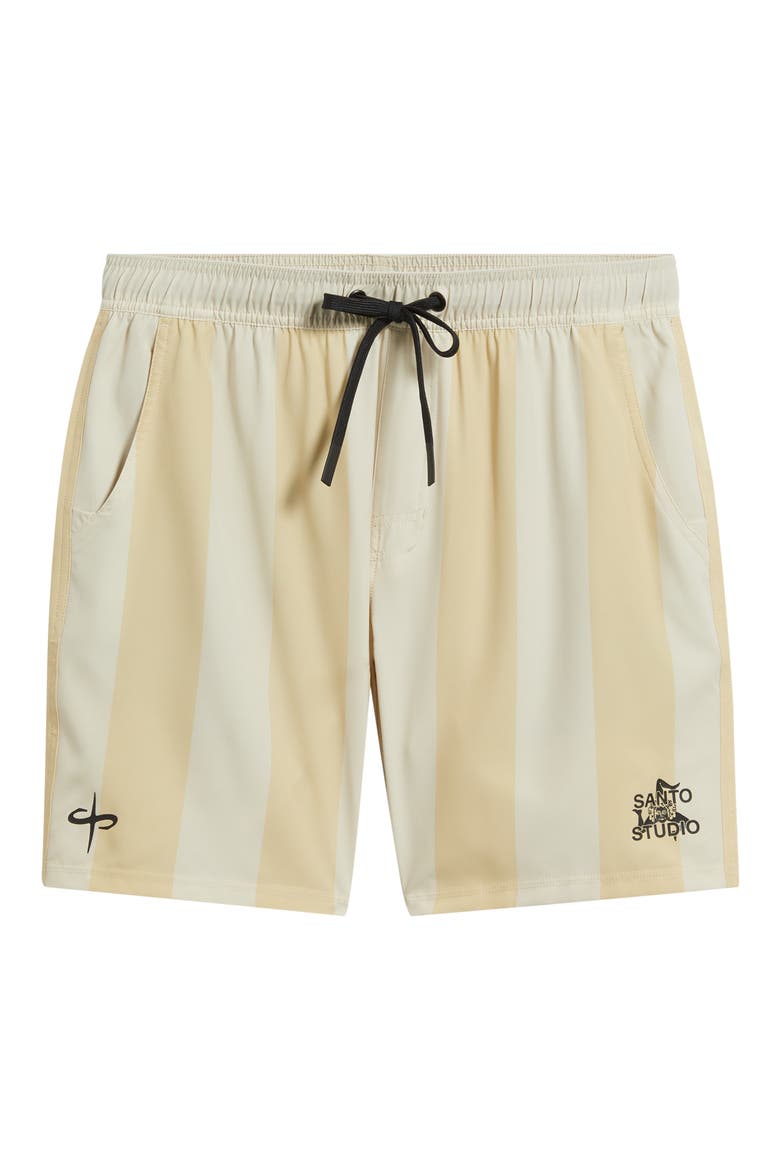 Appreciate Striped Tech Shorts, Alternate, color, CREAM