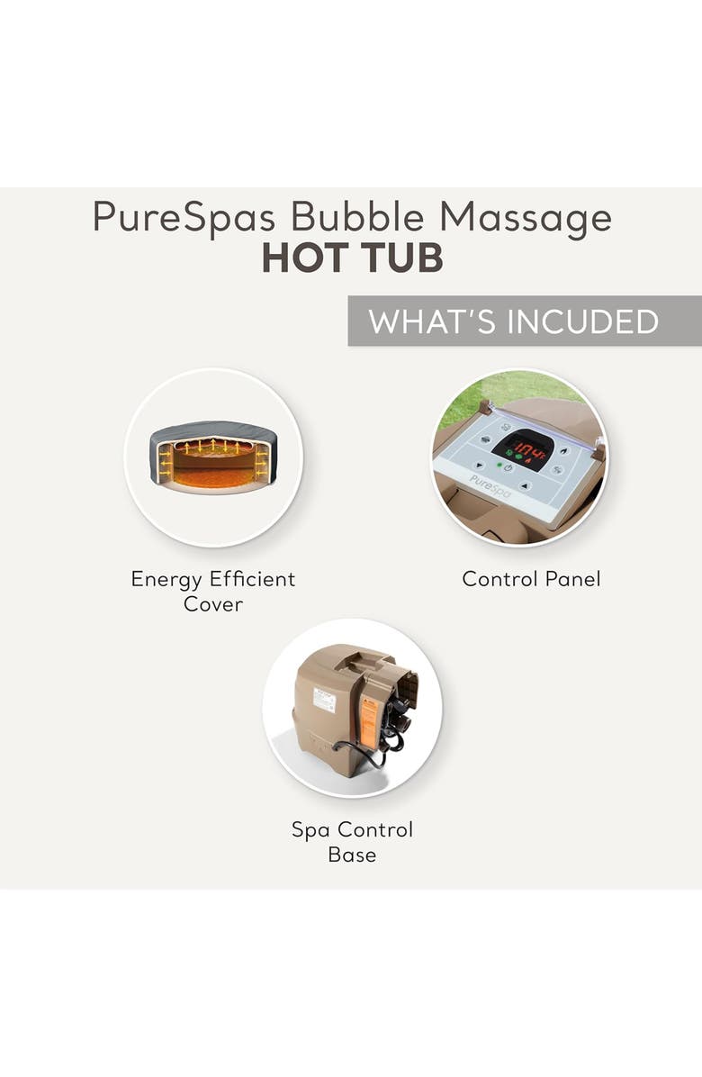 Intex Purespa Sahara Tan 4Person Inflatable Hot Tub, 77" Round, Jets, Alternate, color,