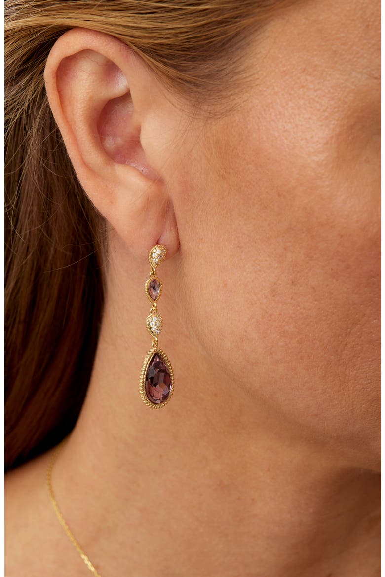 Crystal & Cubic Zirconia Pear Drop Earrings, Alternate, color, YELLOW