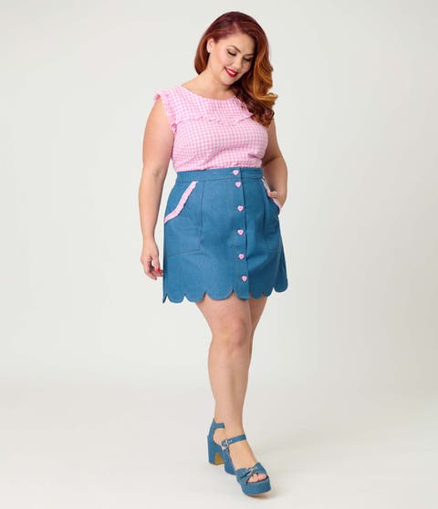 Plus Size Scallop Hem Mini Skirt
