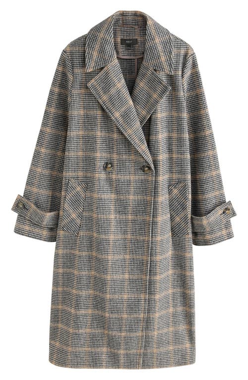 Next Windowpane Plaid Coat In Brown