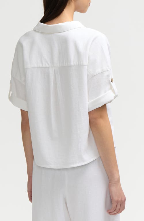 Nvlt Short Sleeve Crop Button-up Shirt In White