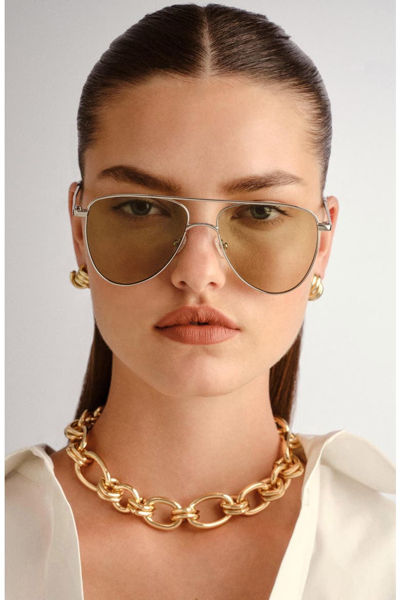 The Duke 57mm Aviator Sunglasses, Alternate, color, SILVER