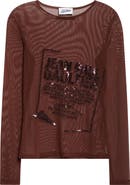 Jean Paul Gaultier Sequin Embellished Long Sleeve Mesh Top