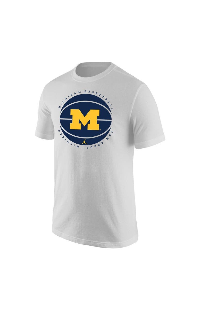 Jordan Brand Men's Jordan Brand White Michigan Wolverines Basketball Logo T-Shirt, Alternate, color, 