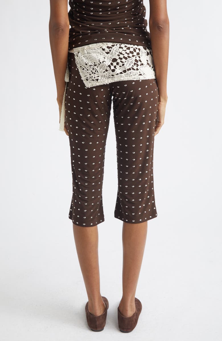 Siedrés Gianna Lace Overlay Studded Jersey Capri Pants, Alternate, color, Brown