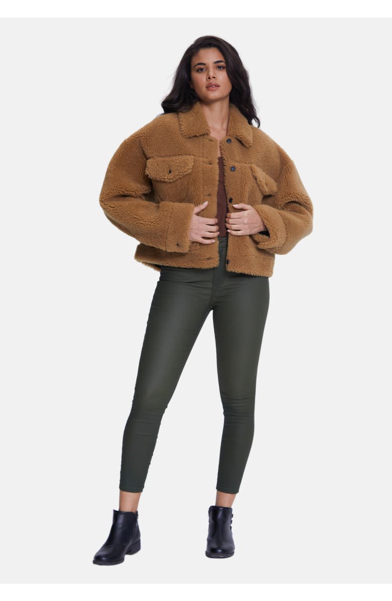 Furniq UK Louisa Teddy Jacket, Alternate, color, Brown