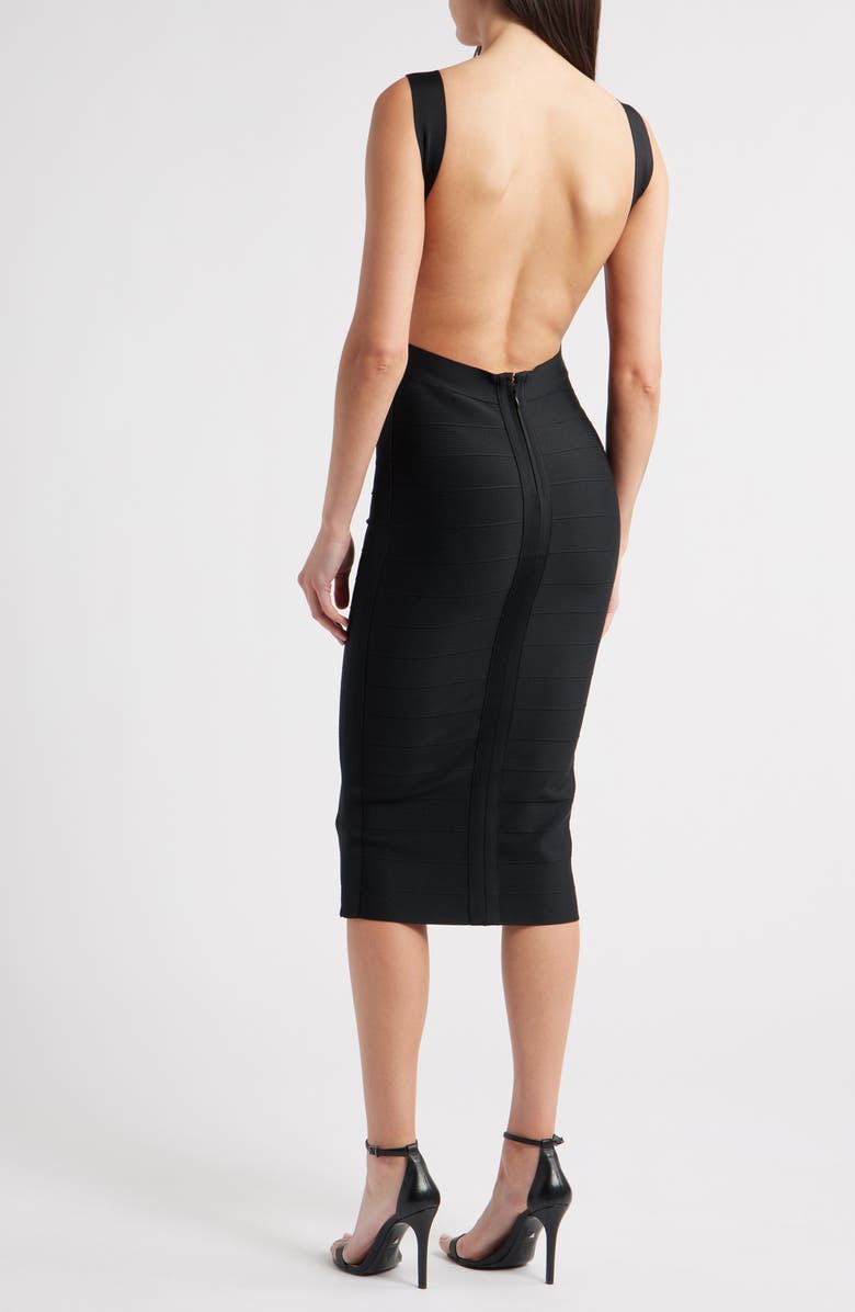 Rare London Backless Cocktail Bandage Dress, Alternate, color, Black