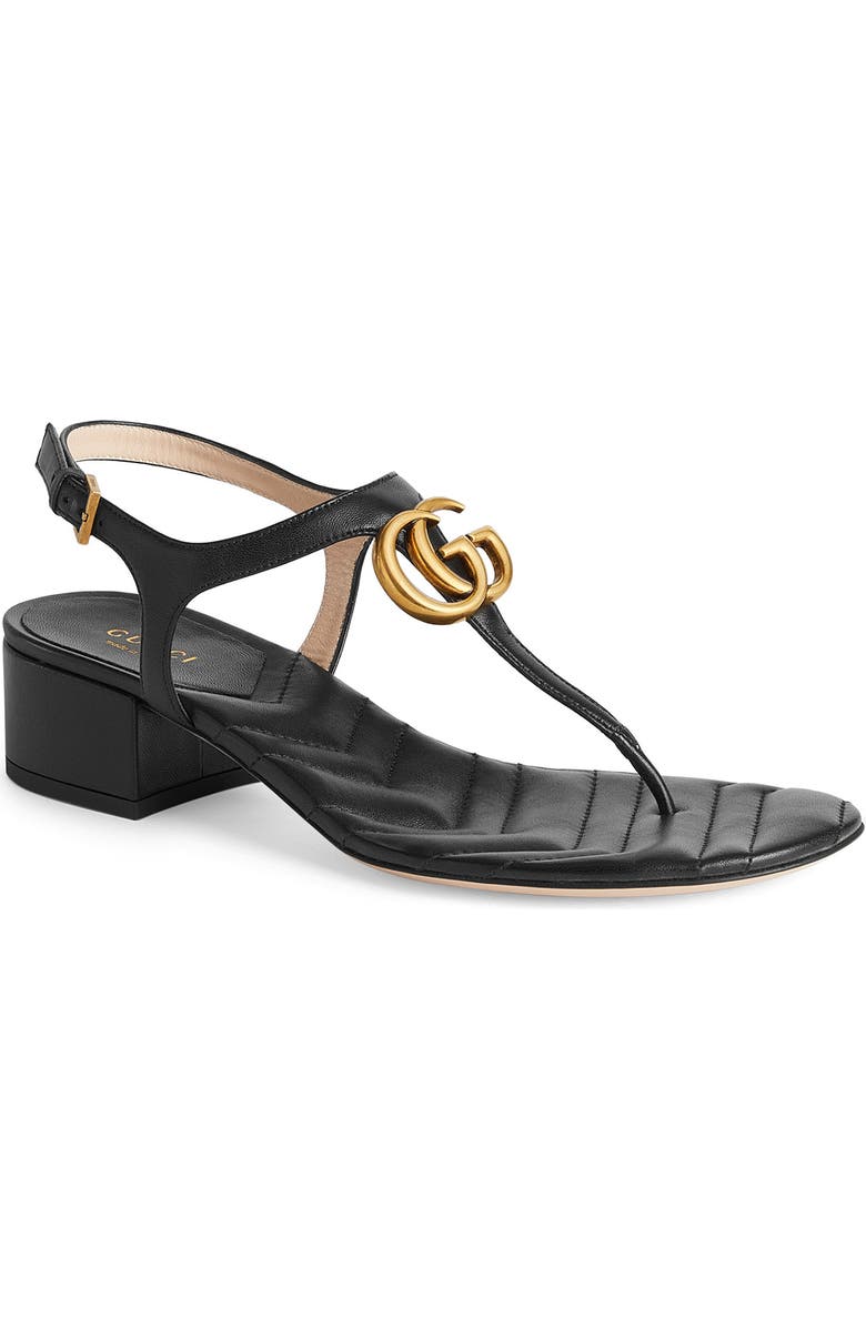 Gucci GG Logo Sandal, Main, color, Nero