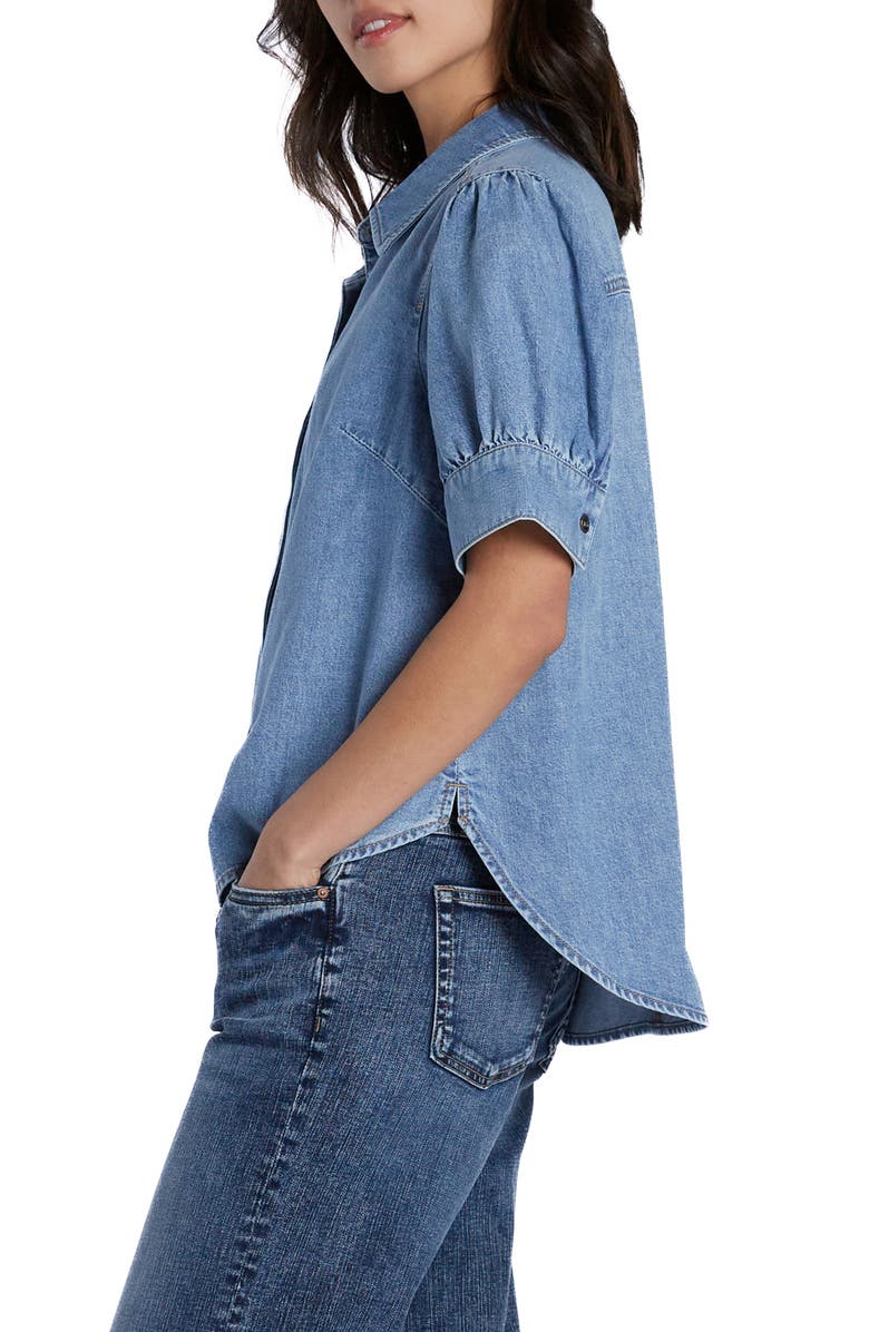 Wash Lab Denim Perfect Puff Sleeve Denim Shirt, Alternate, color, Blue Puff