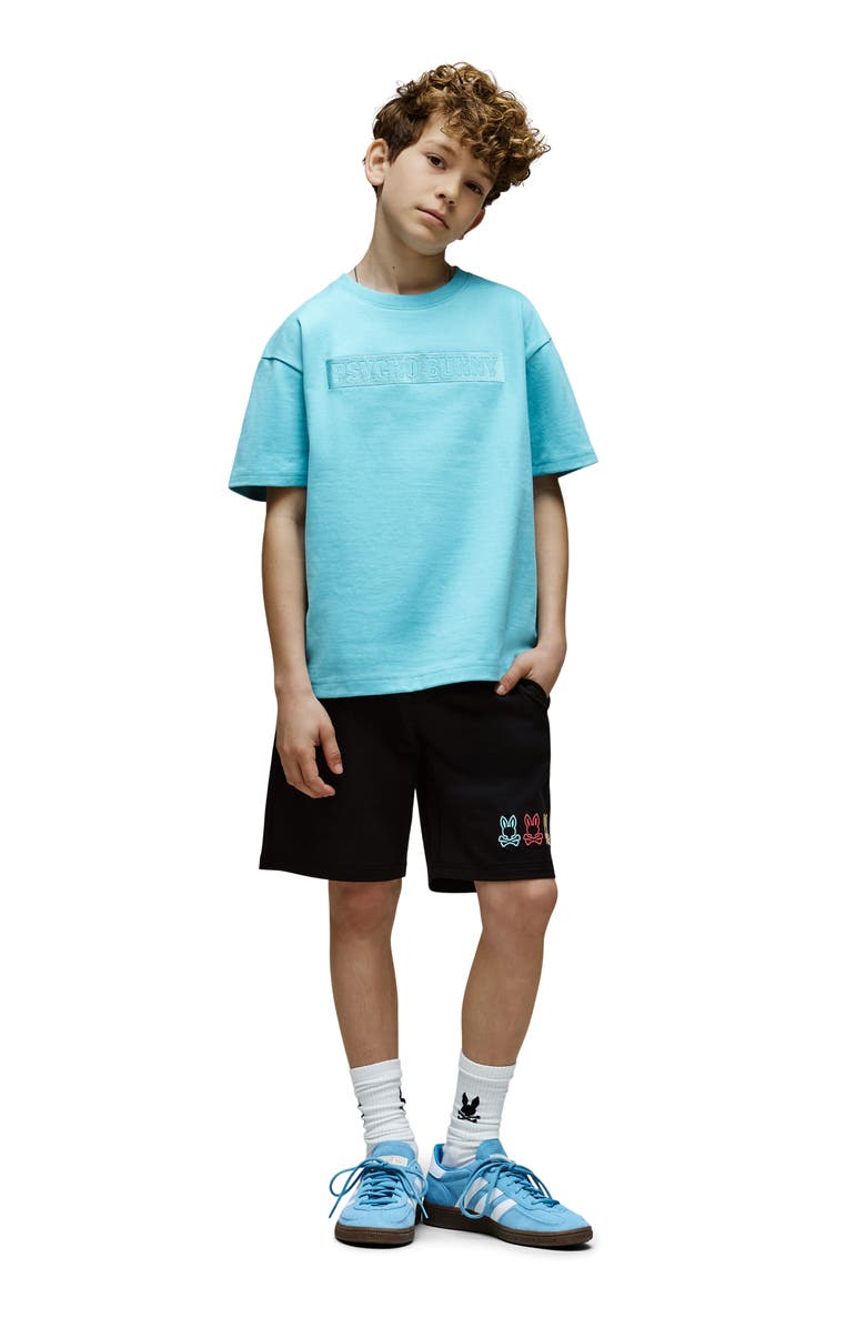 Psycho Bunny Kids' Andy Embroidered Sweat Shorts, Alternate, color, Black