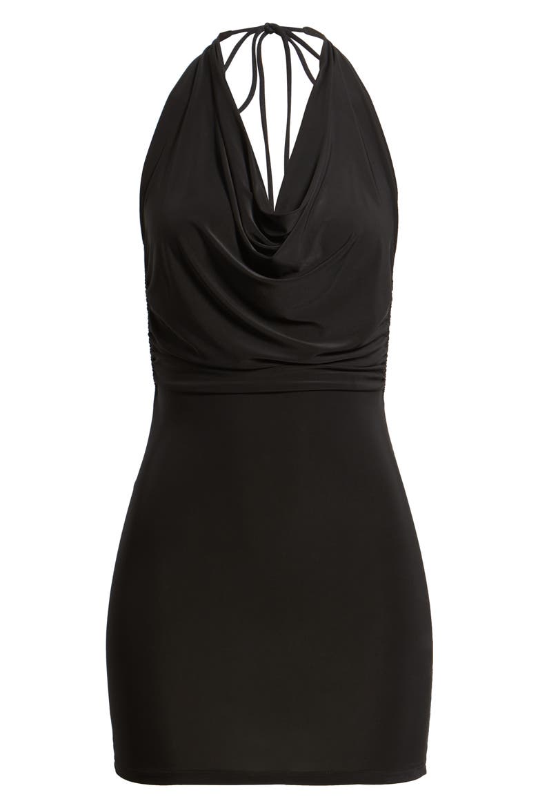 The Soleil Open Back Halter Minidress, Alternate, color, BLACK