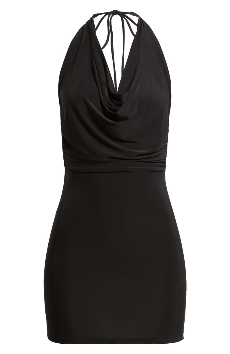 Bella Venice The Soleil Open Back Halter Minidress, Alternate, color, Black