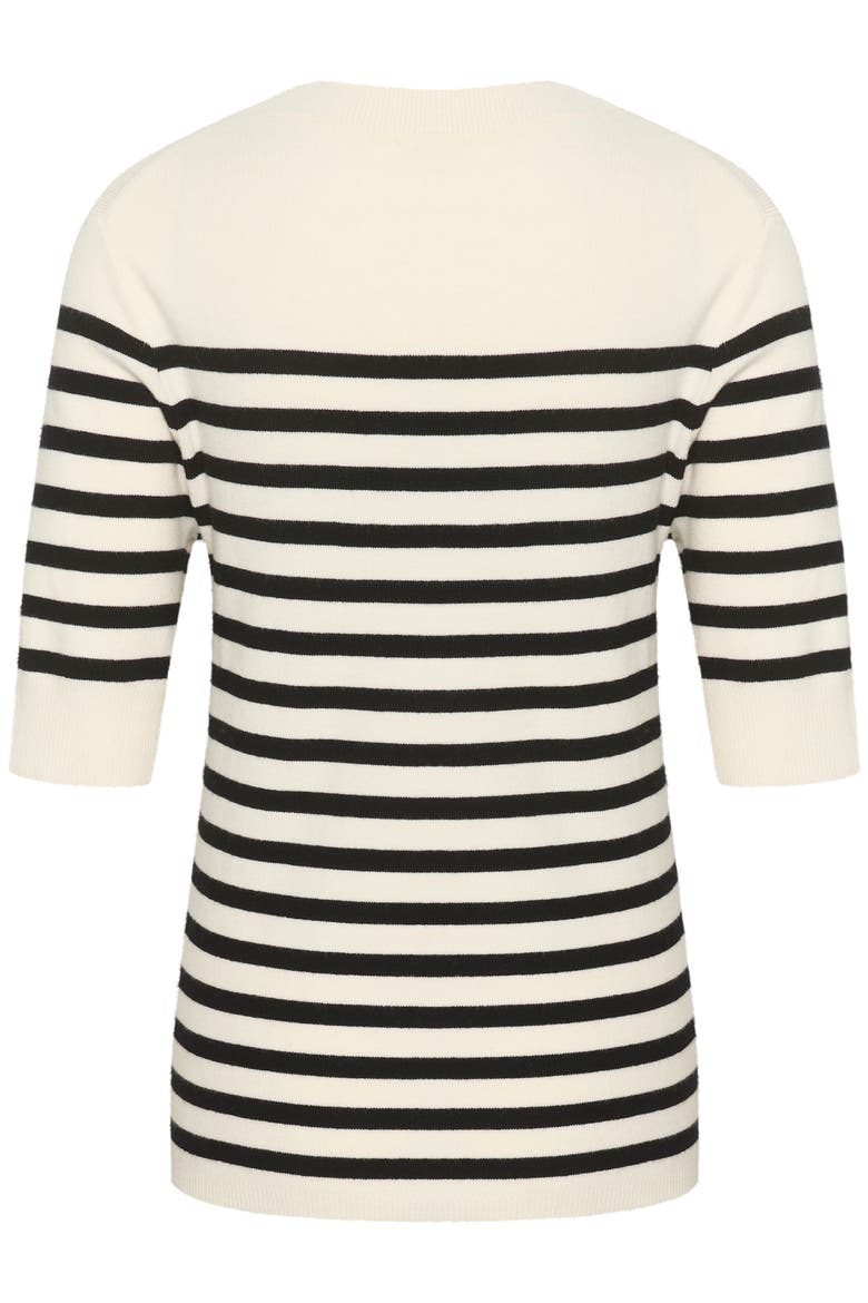 SLSpina Slim Fit Crew Neck Pullover, Alternate, color, White with Black stripe