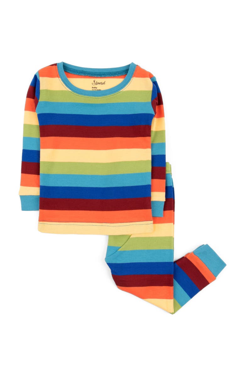 Leveret Kids Two-Piece Striped Cotton Matching Family Pajamas, Alternate, color, Colorful Boys