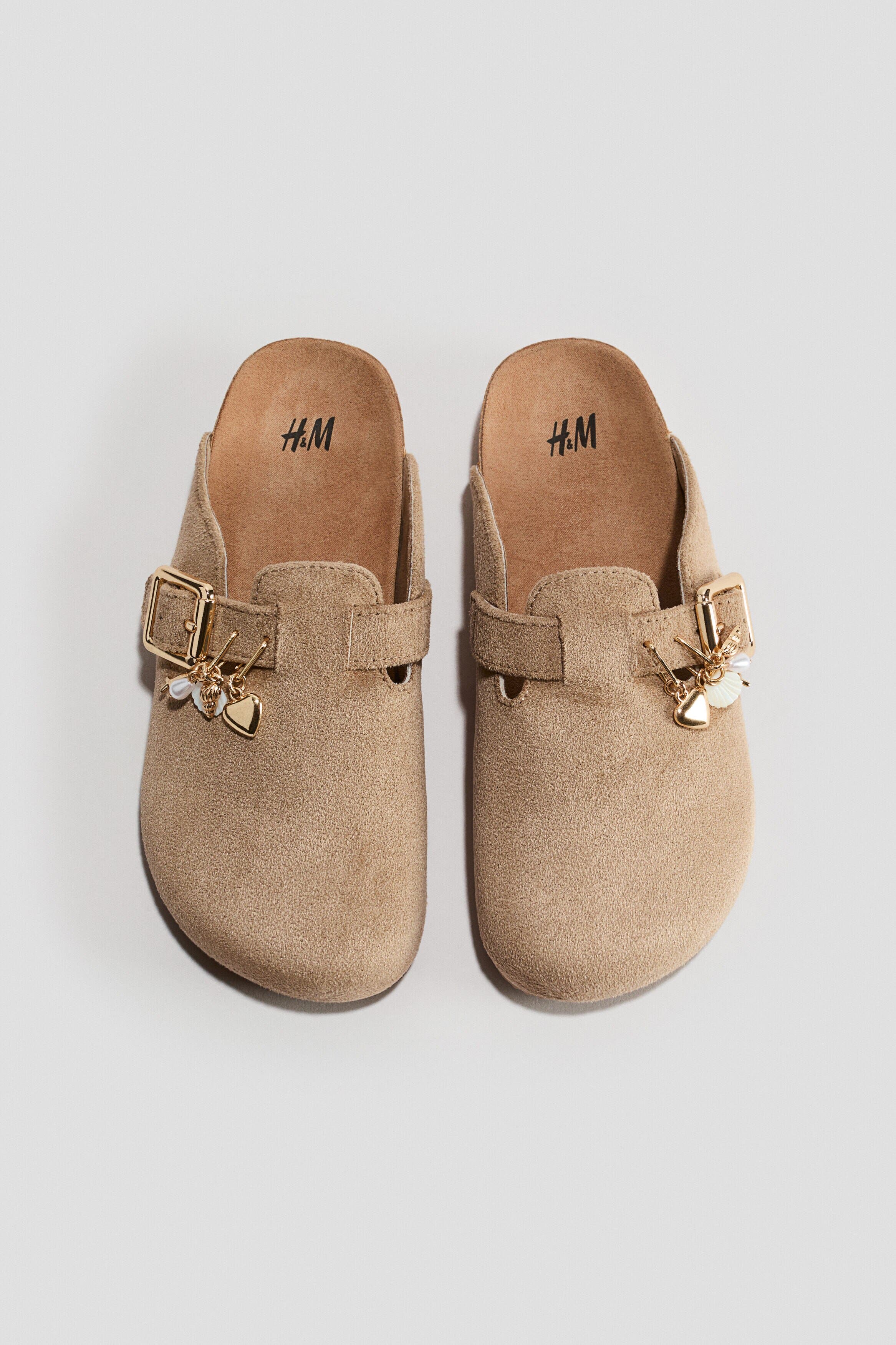 H&M Charm-detail Footbed Mules, Alternate, color, Beige