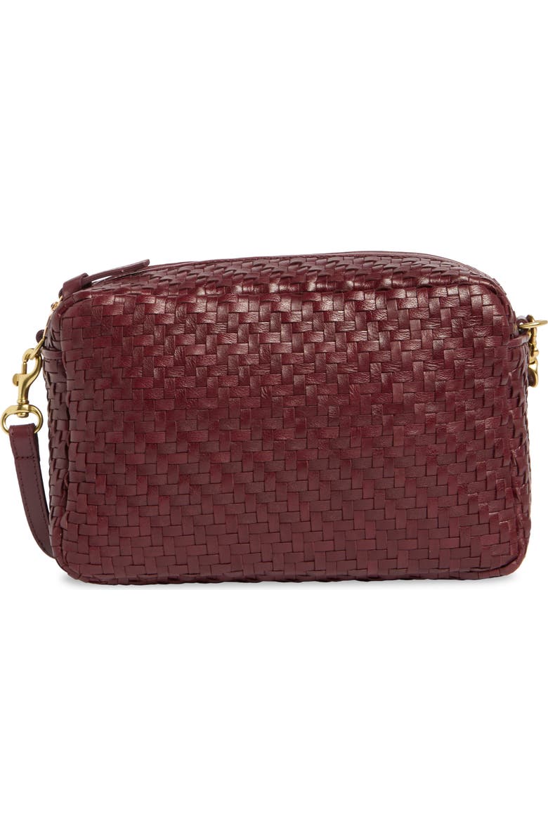 Clare V. Marisol Woven Leather Crossbody Bag, Main, color, Cassis