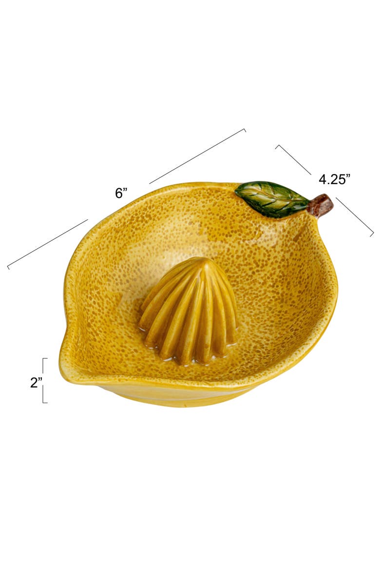 Storied Home Countryside Citrus Stoneware Lemon Juicer, Multicolor, Alternate, color, Yellow