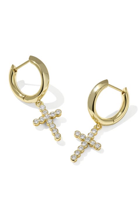 Cross Crystal Drop Huggie Hoop Earrings