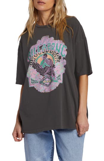 Shop Billabong Warm Waves Oversize Graphic T-shirt In Off Black