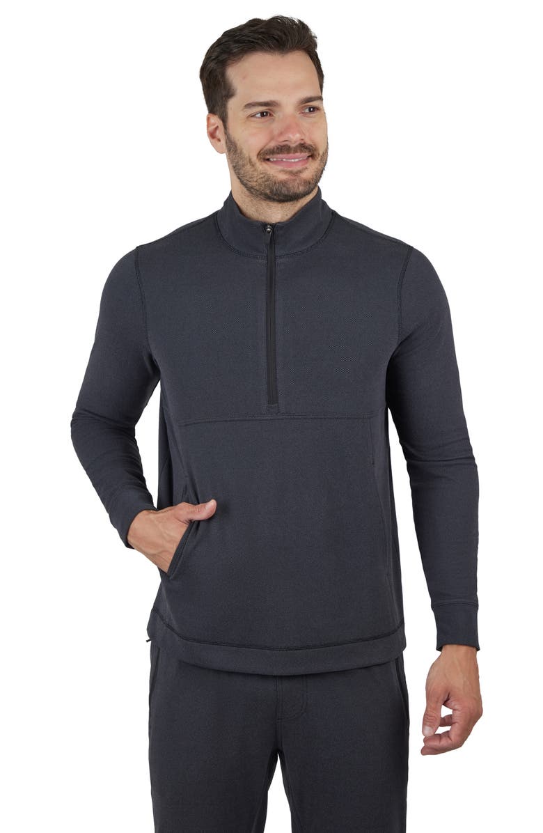 90 DEGREE BY REFLEX Silicon Tek Scuba Knit Half Zip Pullover, Alternate, color, Black