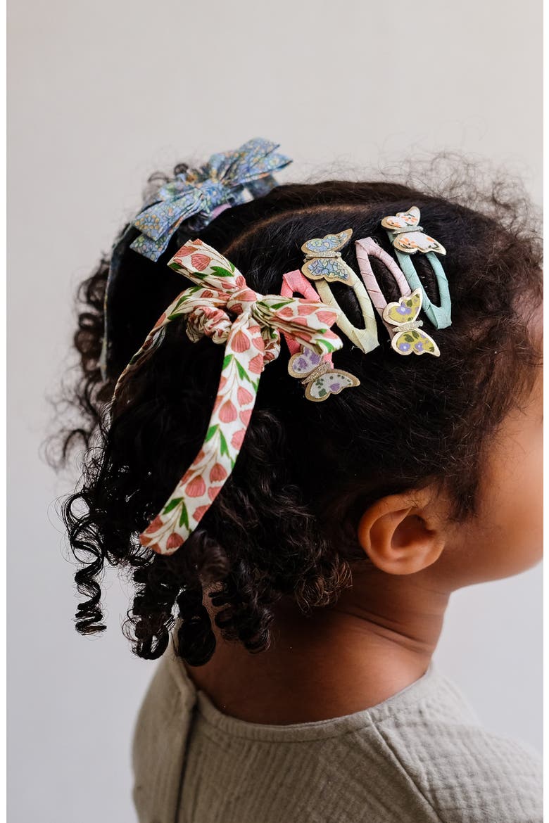 Floral Set of 4 Bow Scrunchies, Alternate, color, MEDIUM BEIGE