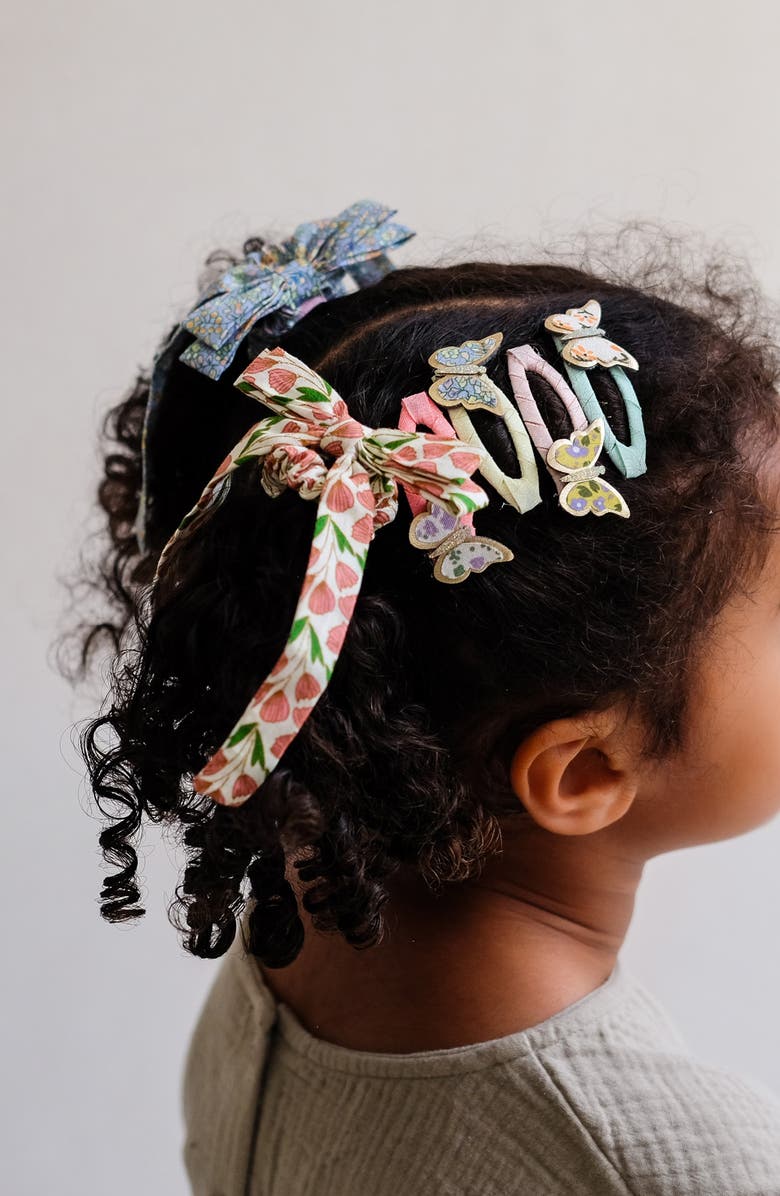 Mimi & Lula Floral Set of 4 Bow Scrunchies, Alternate, color, Medium Beige