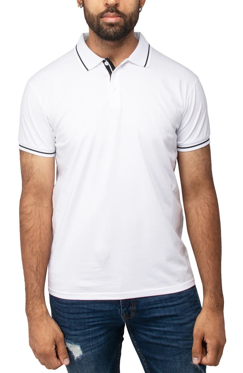 XRAY Pipe Trim Knit Polo, Main, color, White/ Black