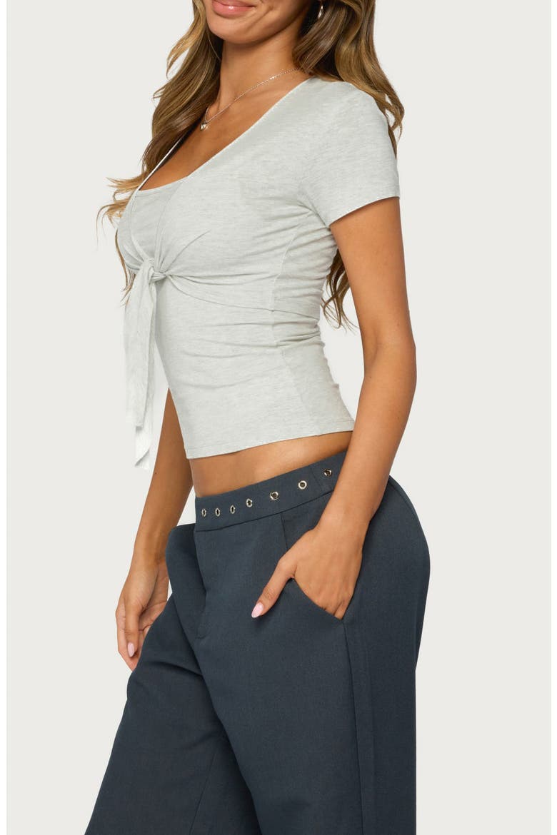 Malka Tie Front Two Piece Top, Alternate, color, LIGHT-GRAY-MELANGE