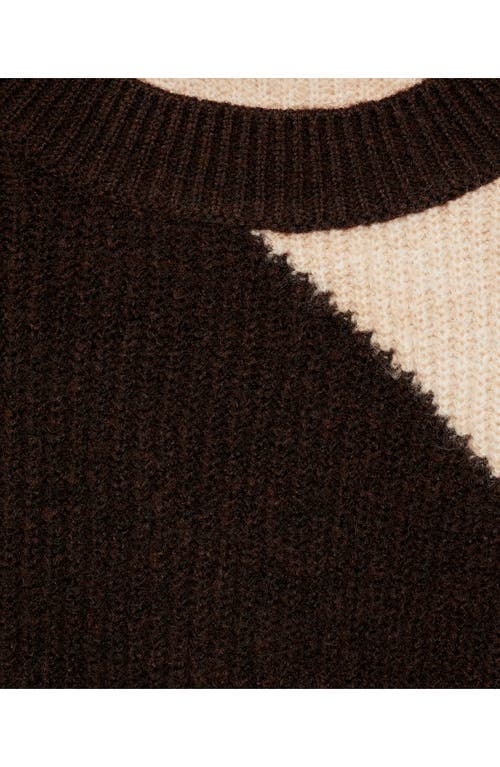 Mango Women's Striped Knit Sweater In Medium Brown