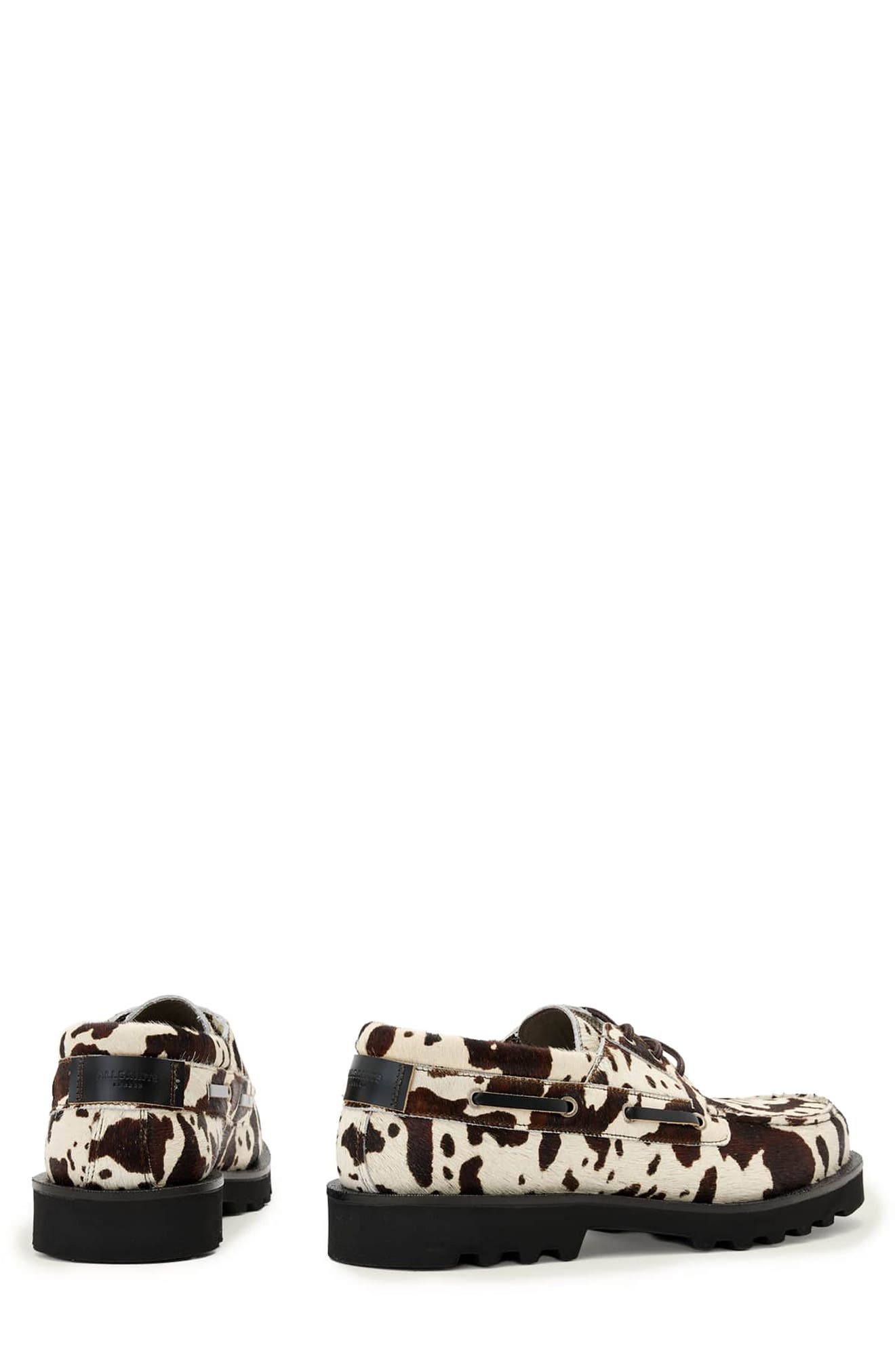 AllSaints Skiff Genuine Calf Hair Boat Shoe, Alternate, color, Brown/ Off White Calf Hair