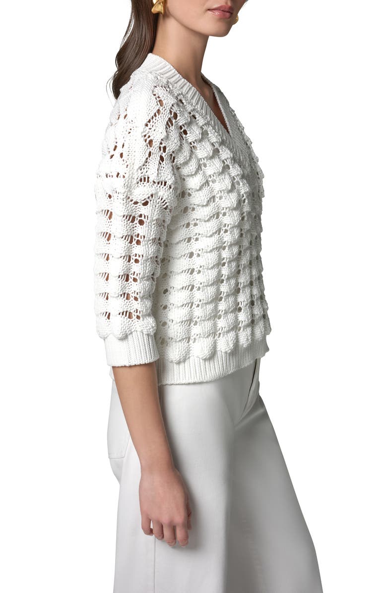 Donna Karan New York Relaxed Fit V-Neck Sweater, Alternate, color, Cream