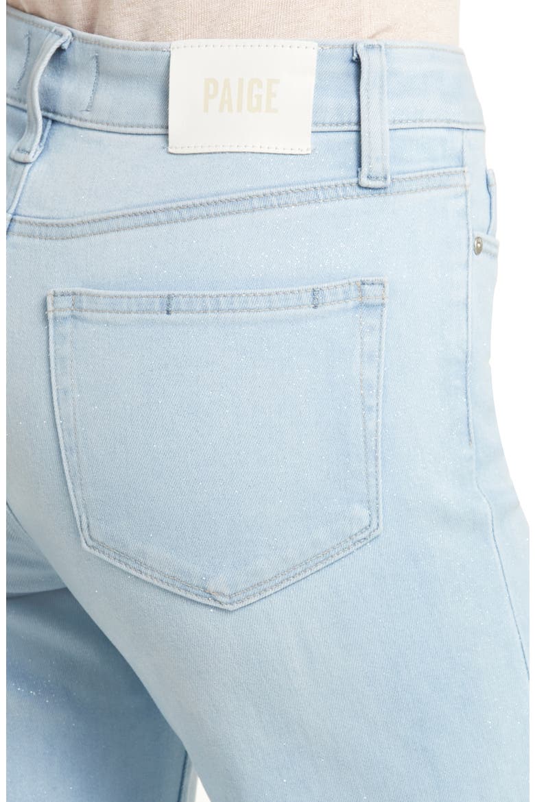 Leenah High Waist Raw Hem Wide Leg Ankle Jeans, Alternate, color, INDIGO GLITZ COATING