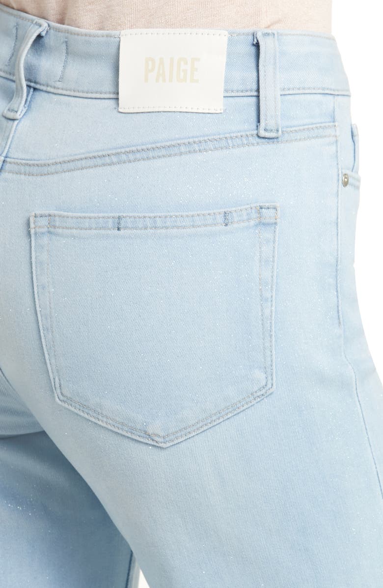 PAIGE Leenah High Waist Raw Hem Wide Leg Ankle Jeans, Alternate, color, Indigo Glitz Coating