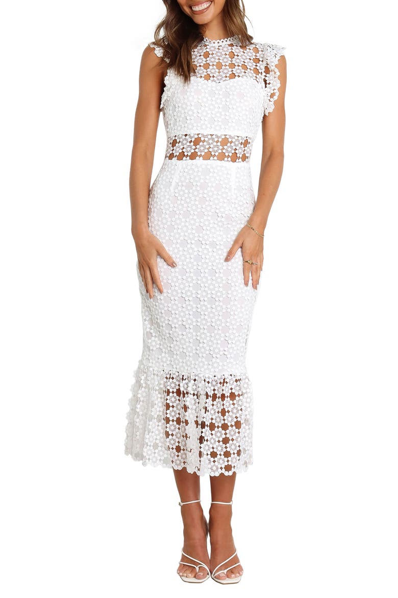Lauren Lace Overlay Dress, Main, color, WHITE