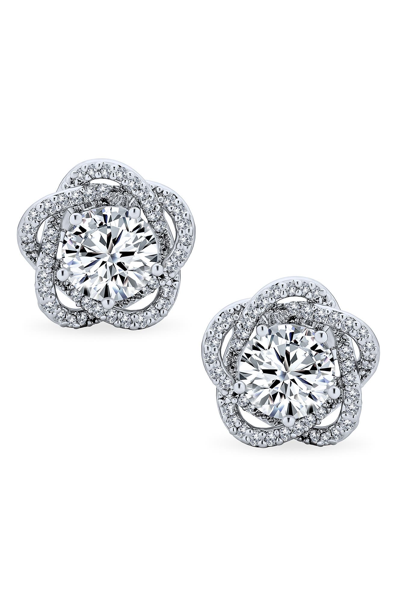 BLING JEWELRY Bridal Rose CZ Clip-On Earrings