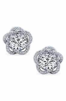 BLING JEWELRY Bridal Rose CZ Clip-On Earrings