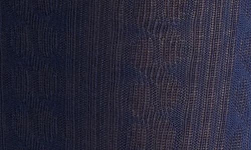Hue Cotton Blend Cable Tights In Blue