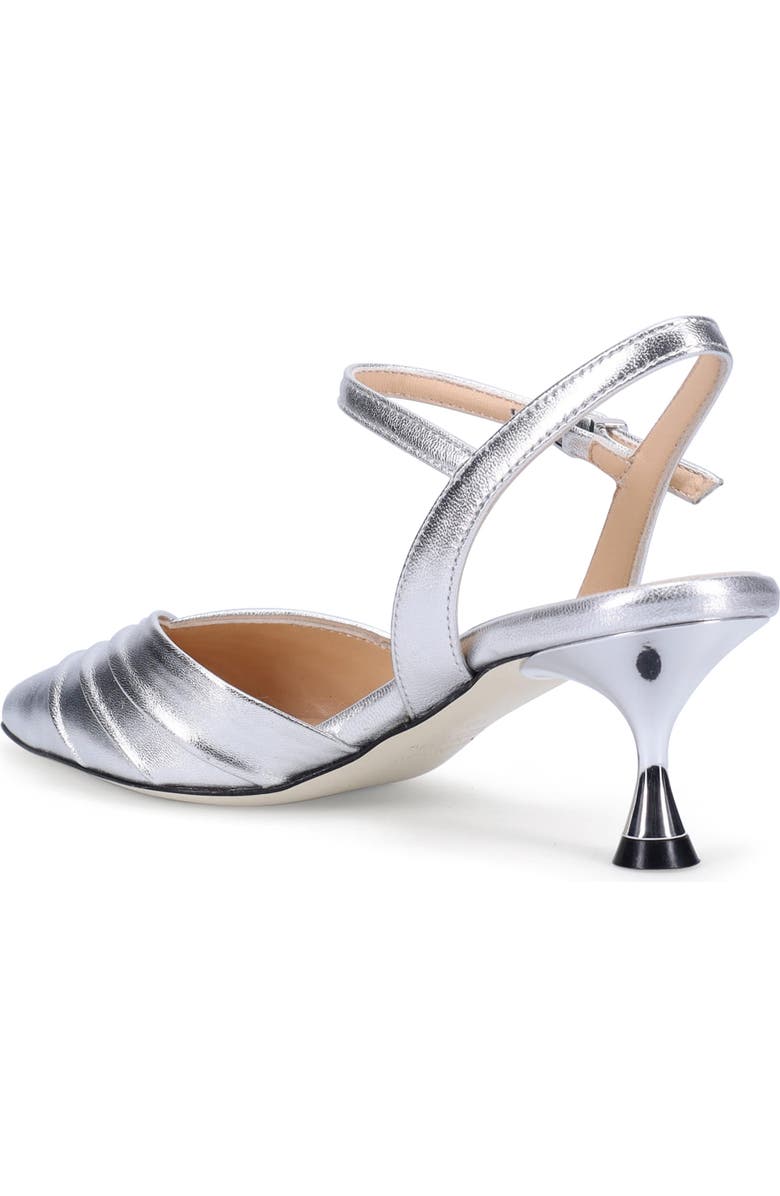 Ron White Quinelle Ankle Strap Pointed Toe Kitten Heel Pump, Alternate, color, Silver