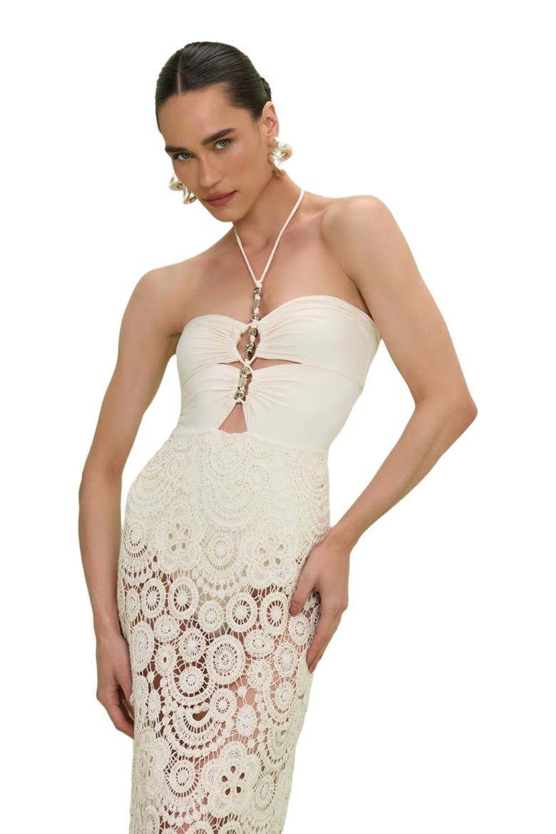 Gal Embroidery Maxi Dress, Alternate, color, OFF WHITE