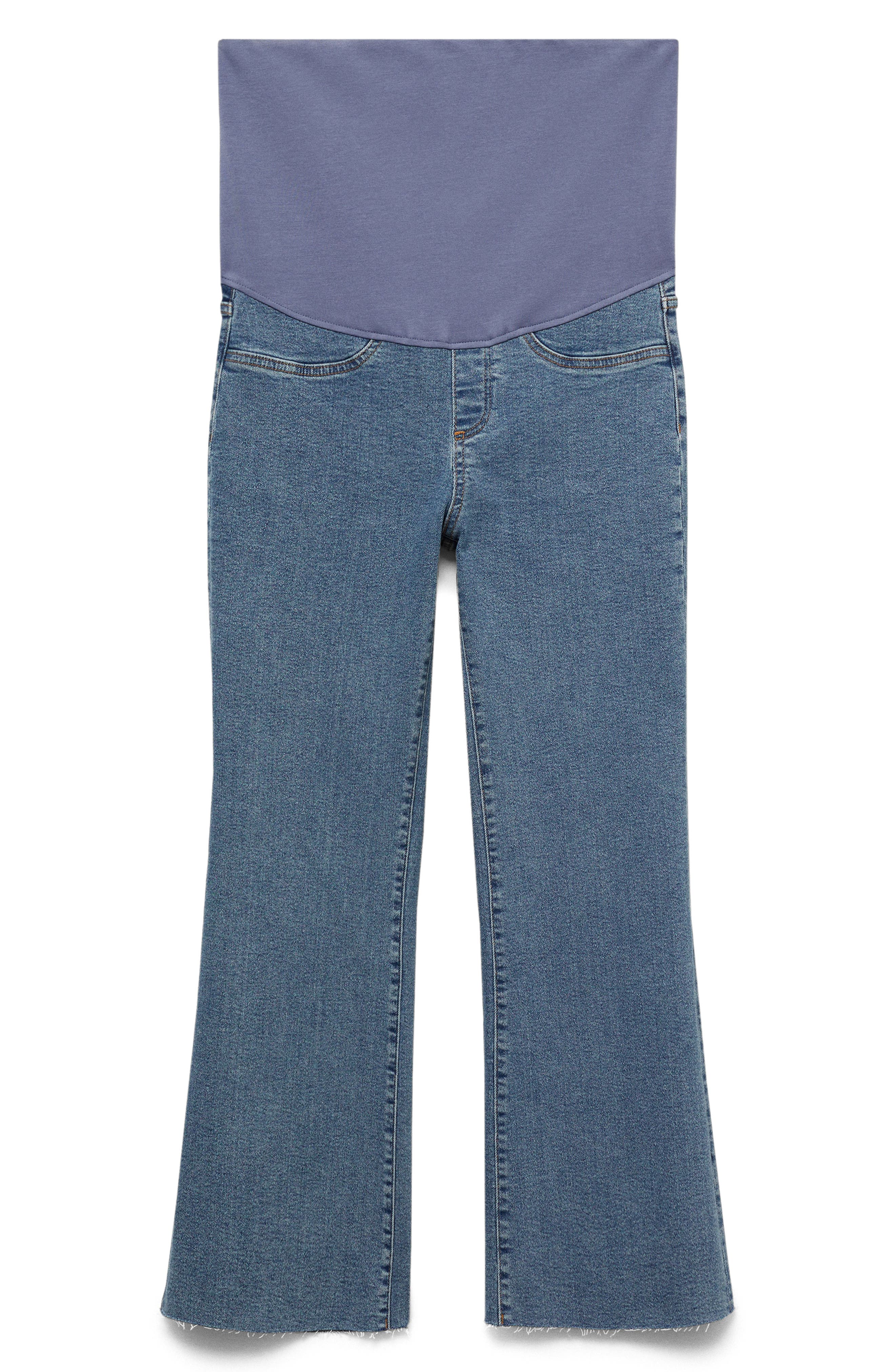 MANGO Over the Bump Crop Flare Maternity Jeans