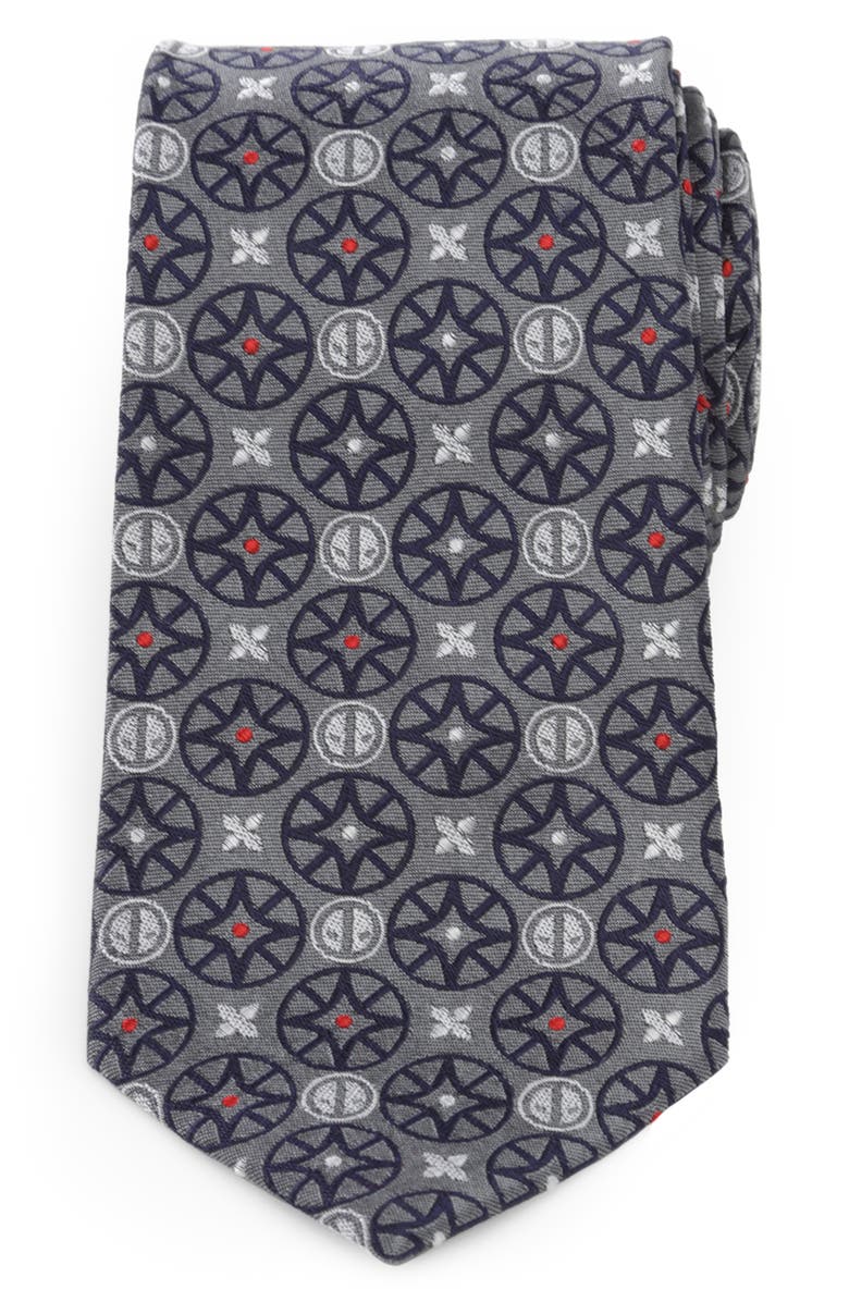 Cufflinks, Inc. x Marvel Deadpool Medallion Silk Tie, Main, color, Gray