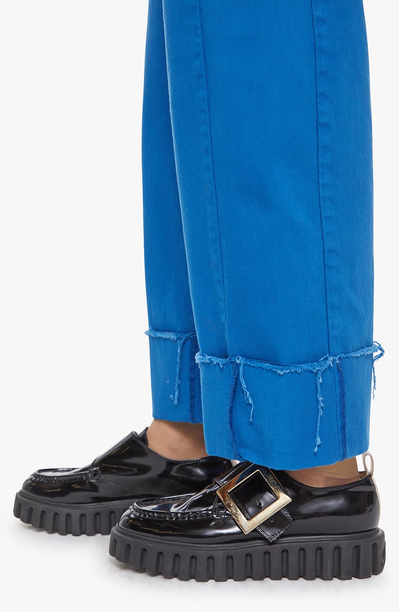 MOTHER The Half Pipe Frayed Cuffed Barrel Leg Jeans, Alternate, color, Mykonos Blue