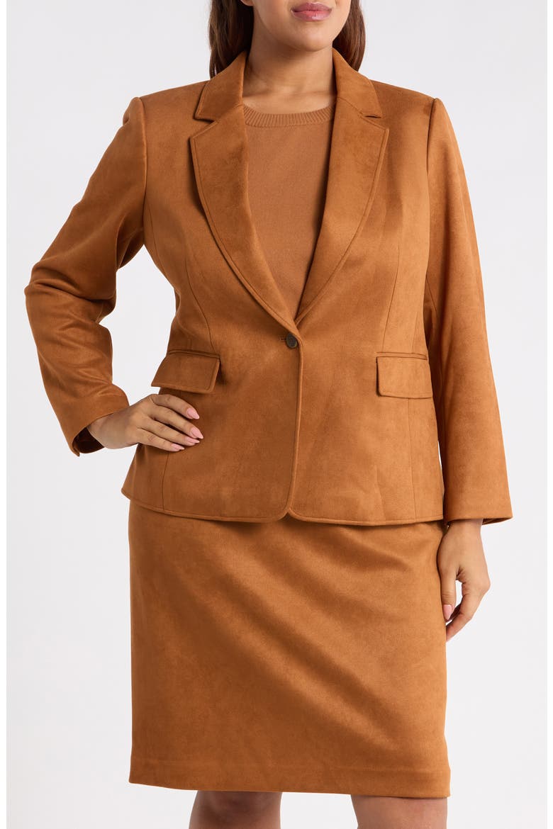Faux Suede Blazer, Alternate, color, LUGGAGE