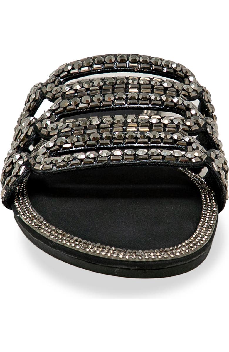CHASE AND CHLOE Rhinestone Embellished Slide Sandal, Alternate, color, Black Pu