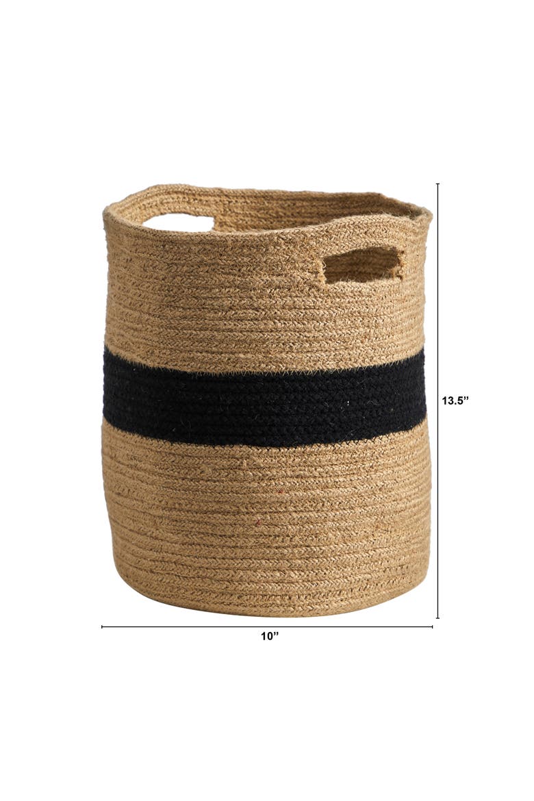 13.5-in Handmade Natural Cotton Basket Planter, Alternate, color, Beige