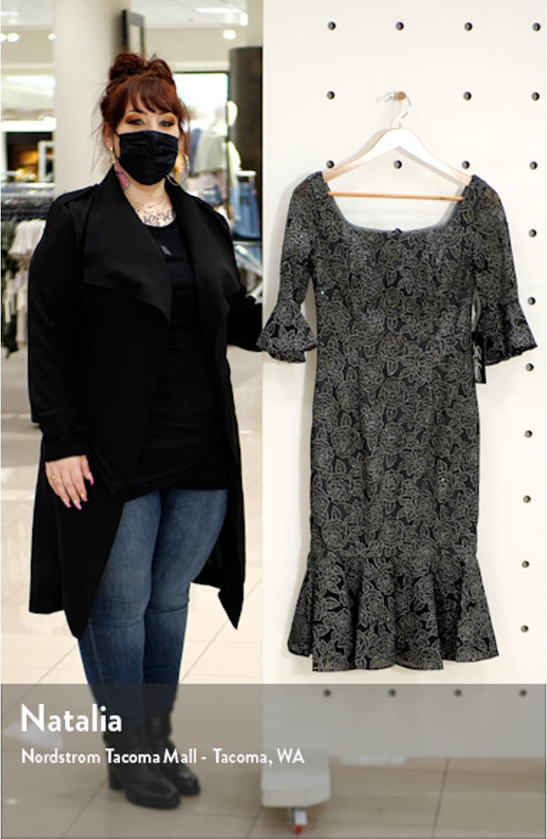 Mermaid Hem Embroidered Mesh Sheath Dress, sales video thumbnail