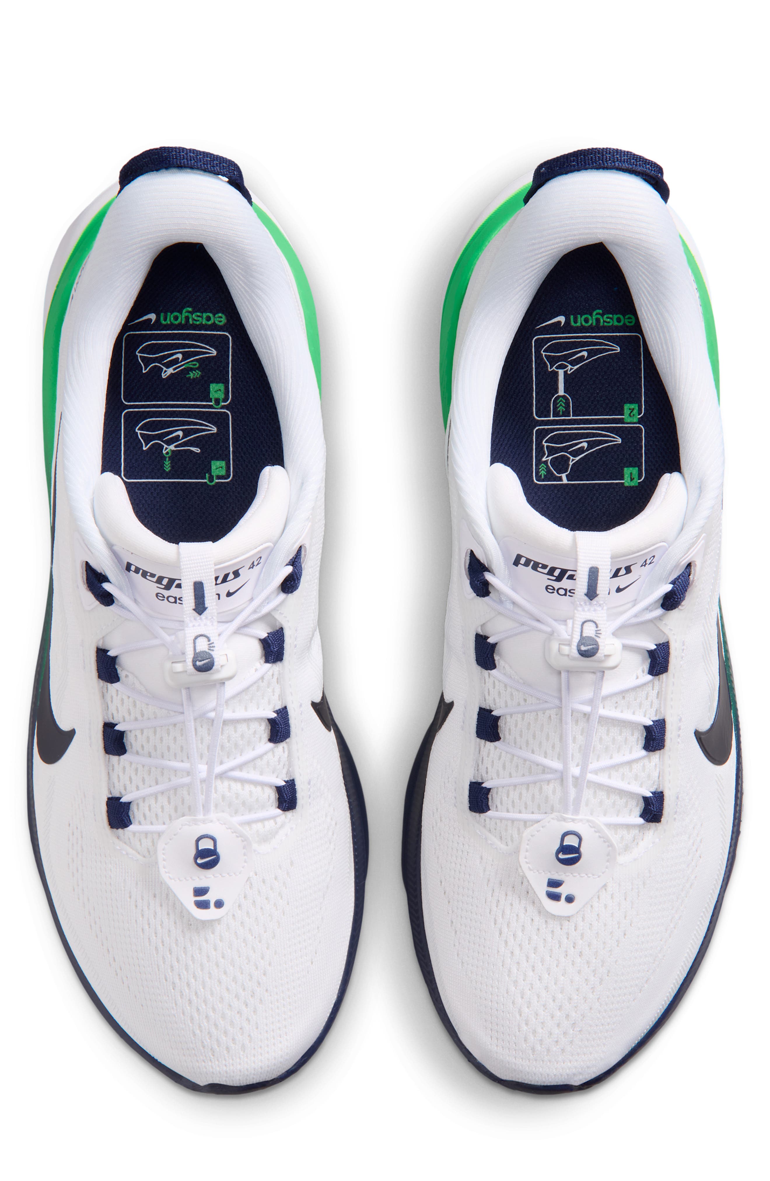 Pegasus 42 EasyOn Running Shoe, Alternate, color, WHITE/ GREEN SPARK/ NAVY