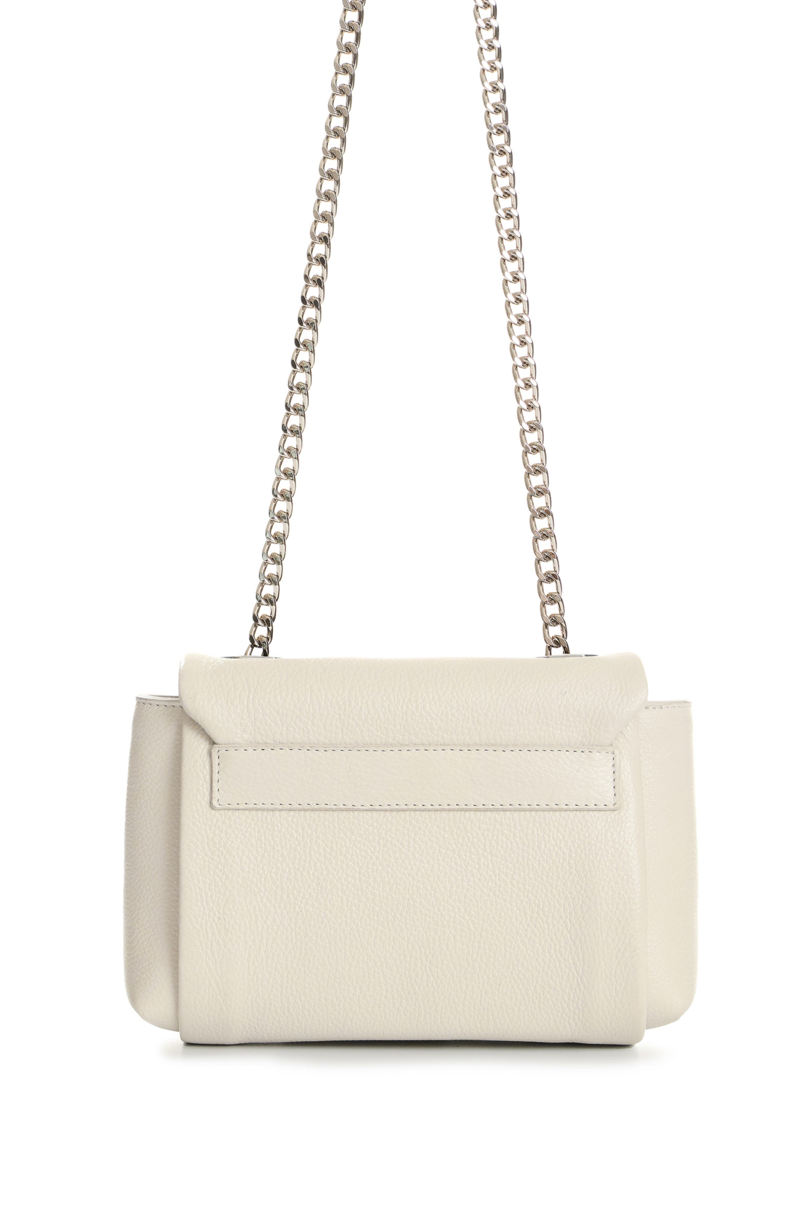 Lili Leather Bowling Bag With Chain, Alternate, color, White